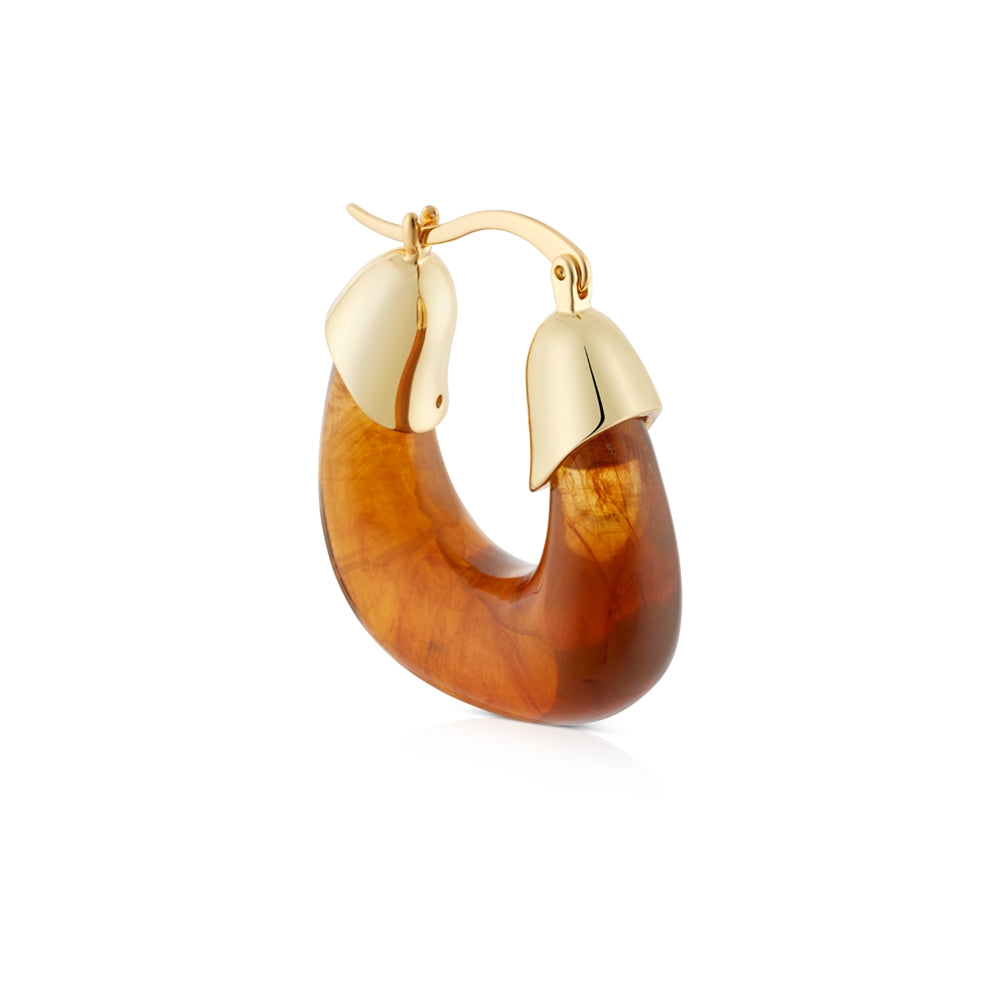 August Woods Gold Brown Creole Hoop Earrings