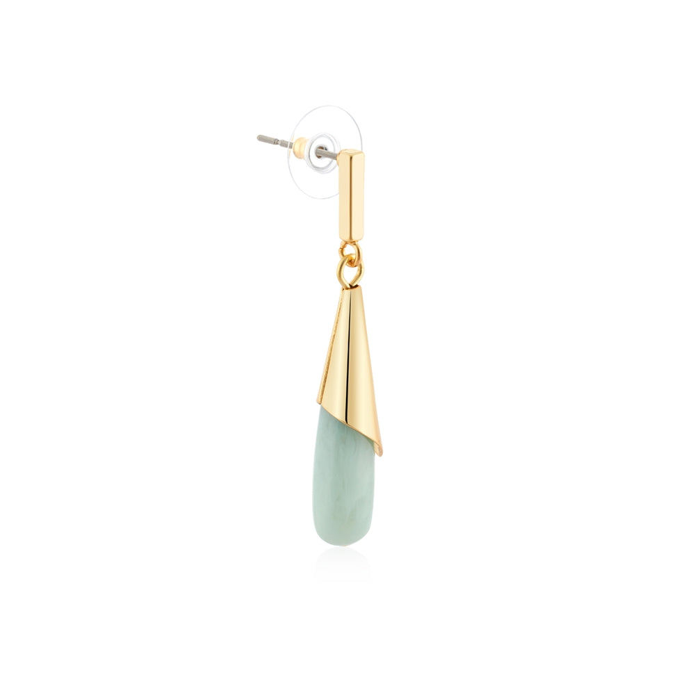 August Woods Gold Light Blue Stone Drop Earrings