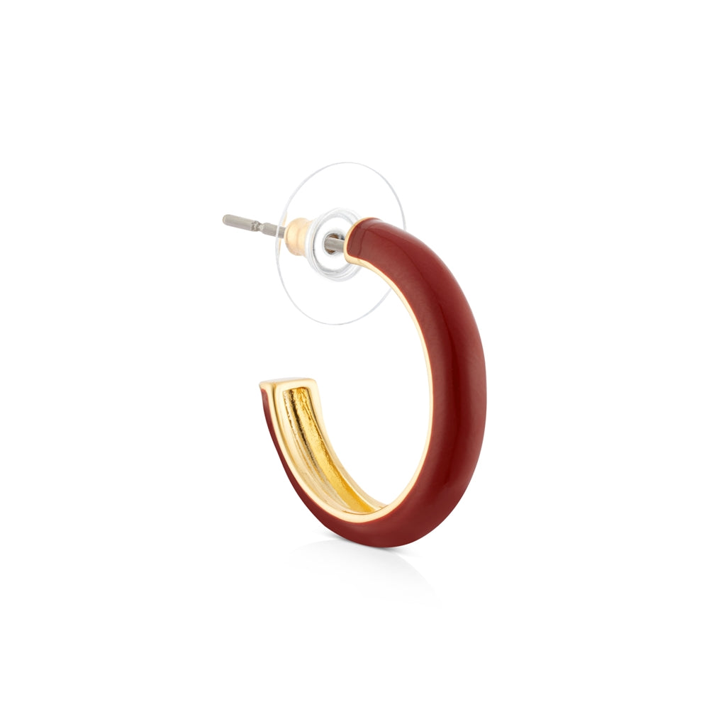 August Woods Gold Red Enamel Earrings