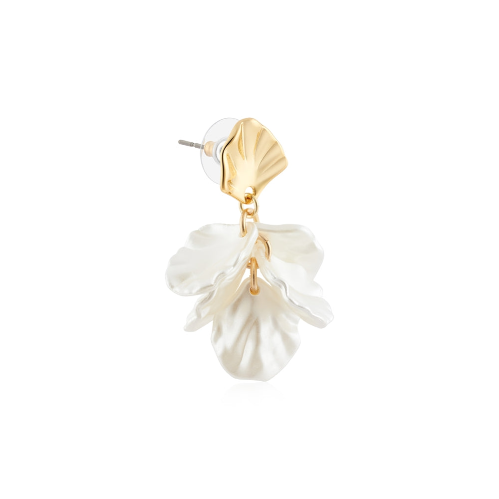 August Woods Gold White Floral Drop Earrings