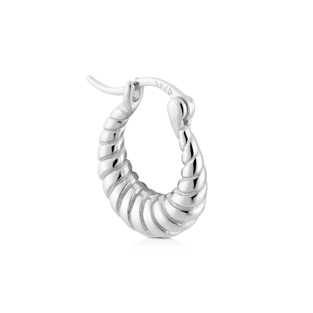 Argento Silver Creole Ridge Hoop Earrings