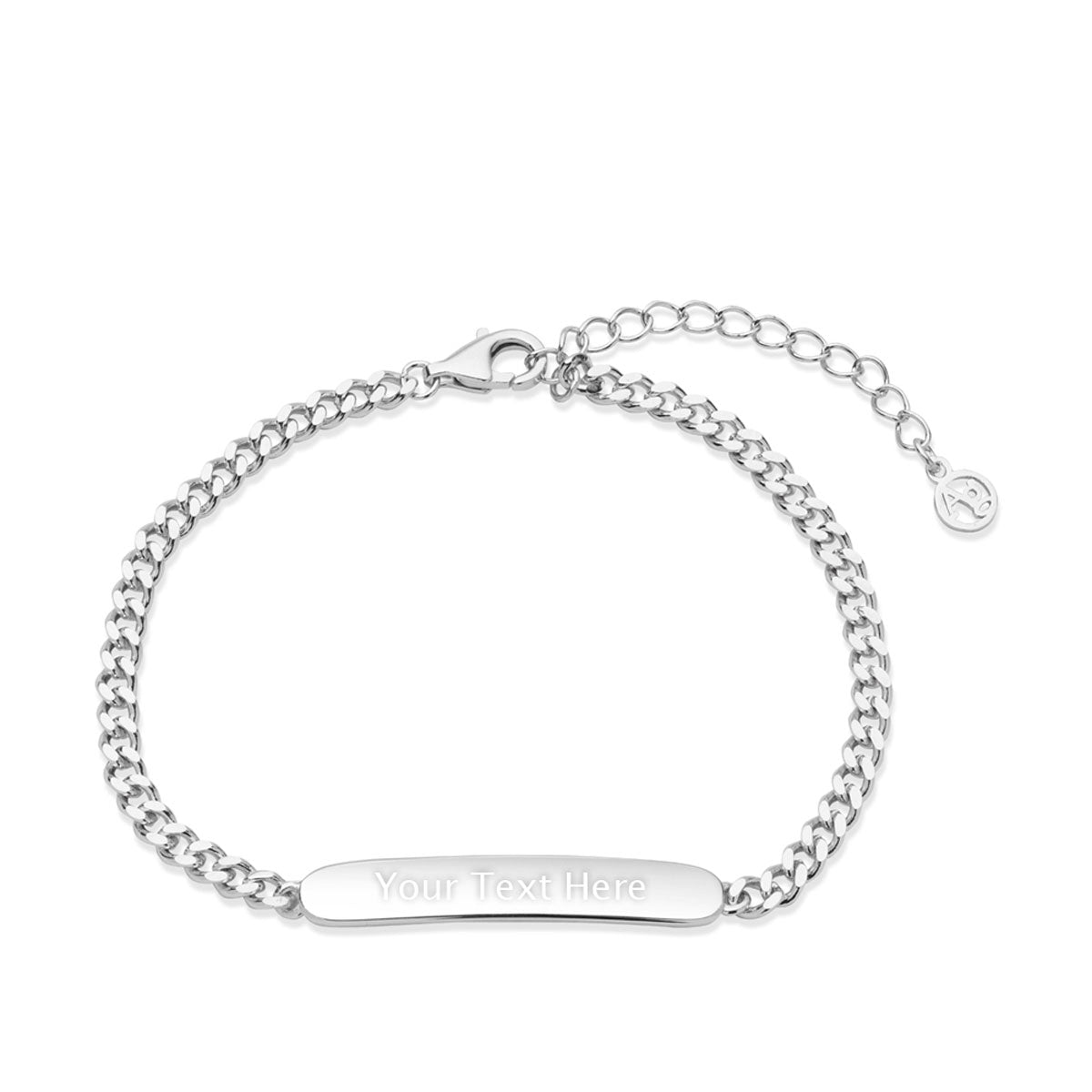 Argento Silver Curb Engrave Bar Bracelet