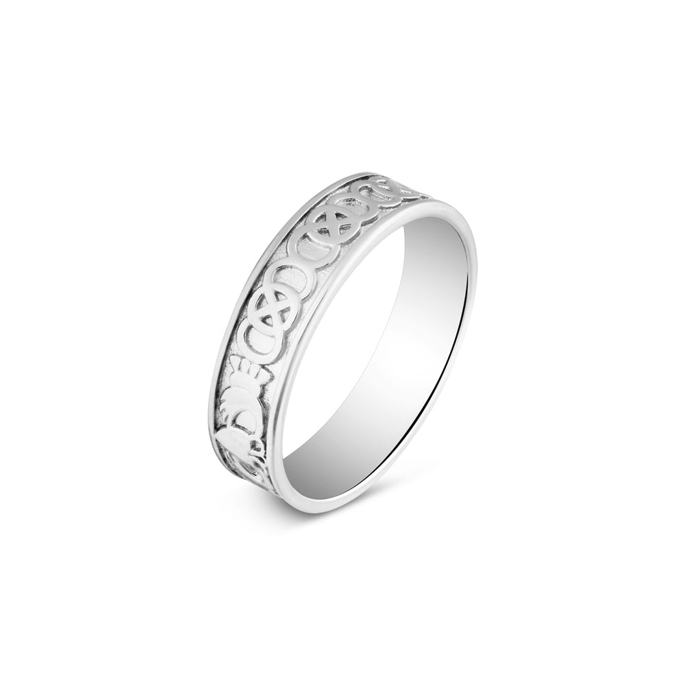 Argento Silver Men's Claddagh Celtic Band Ring