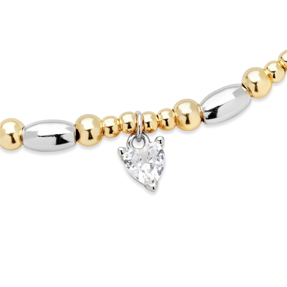 Argento Two Tone 14k Plated Heart Beaded Bracelet