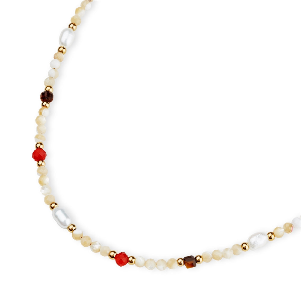 Over & Over Gold 14k Stainless Steel Tiger's Eye Beaded Necklace