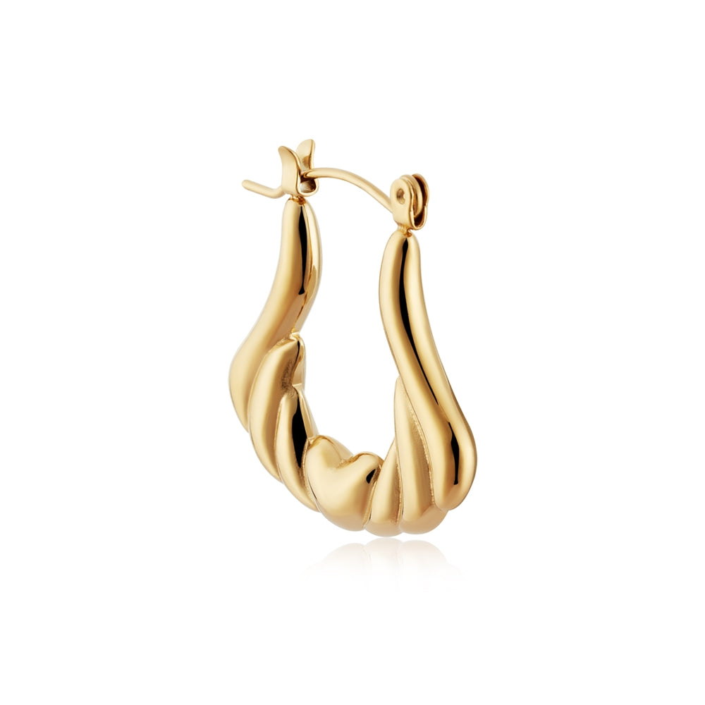 Over & Over Gold 14k Stainless Steel Puffy Heart Hoops