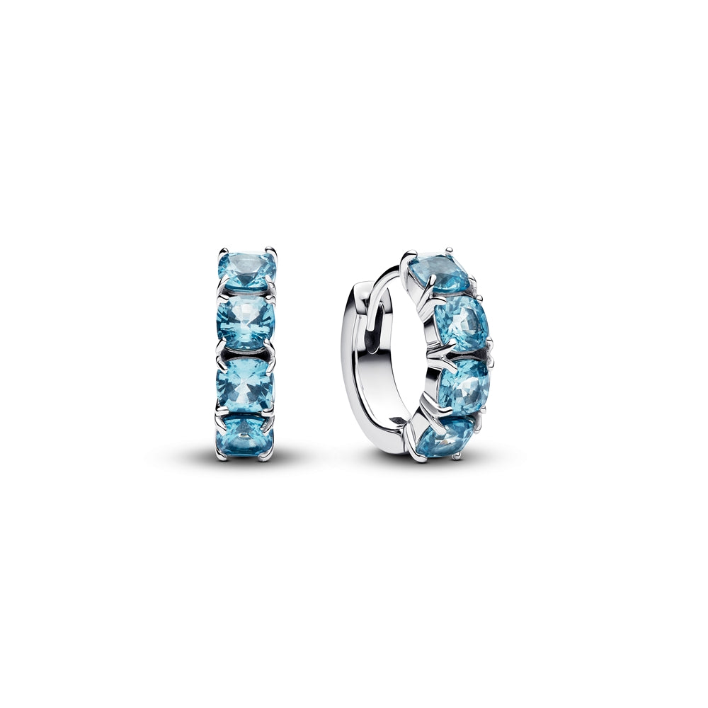 Pandora Silver Blue Crystal Hoop Earrings