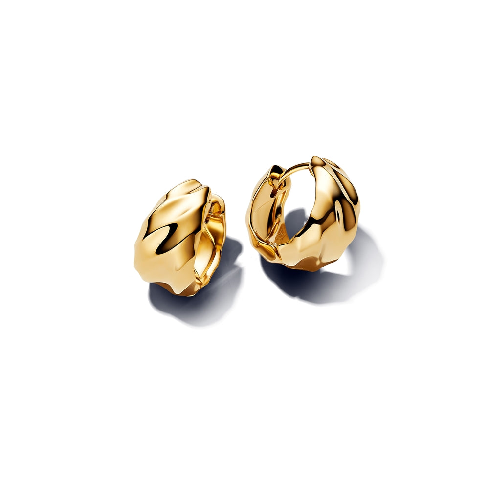 Pandora Gold Rippled Hoop Earrings