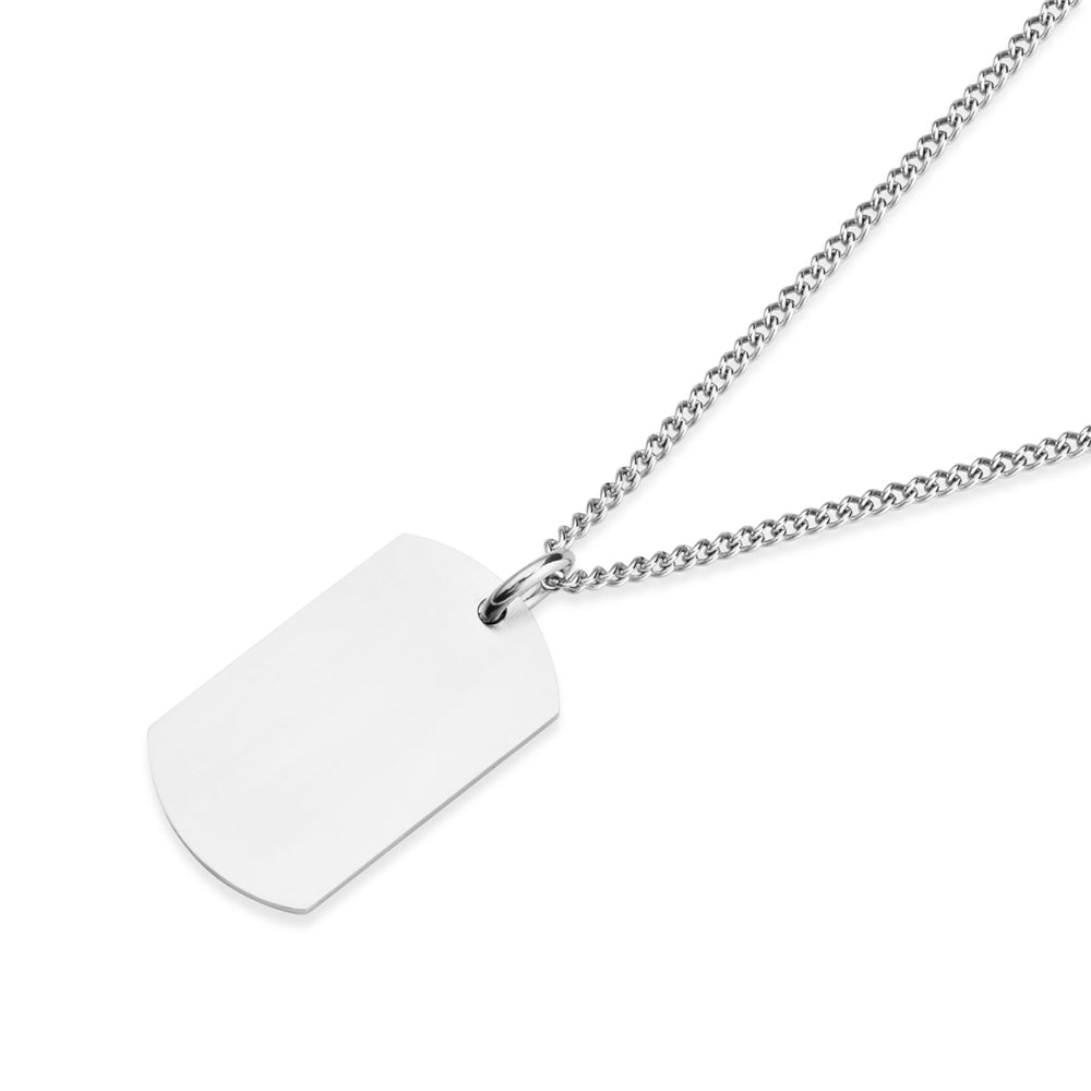 Over & Over Silver Men's Stainless Steel Brush Dogtag Necklace