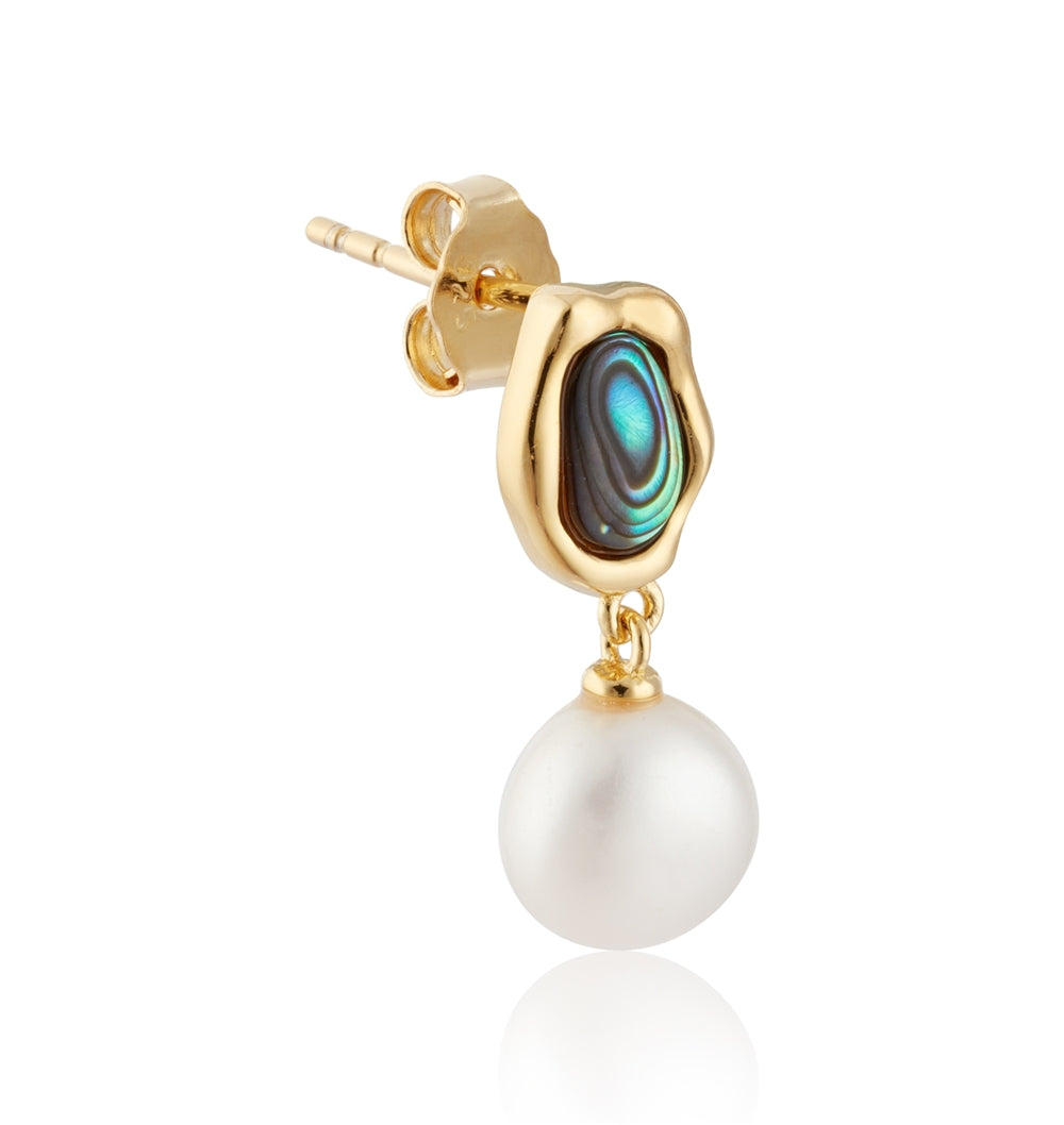 Argento Gold Molten Abalone Pearl Earrings