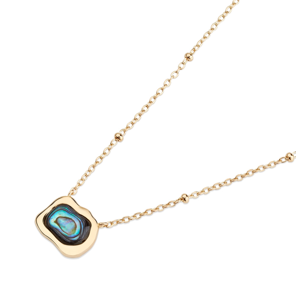 Argento 18k Gold Plated Molten Abalone Rectangular Necklace