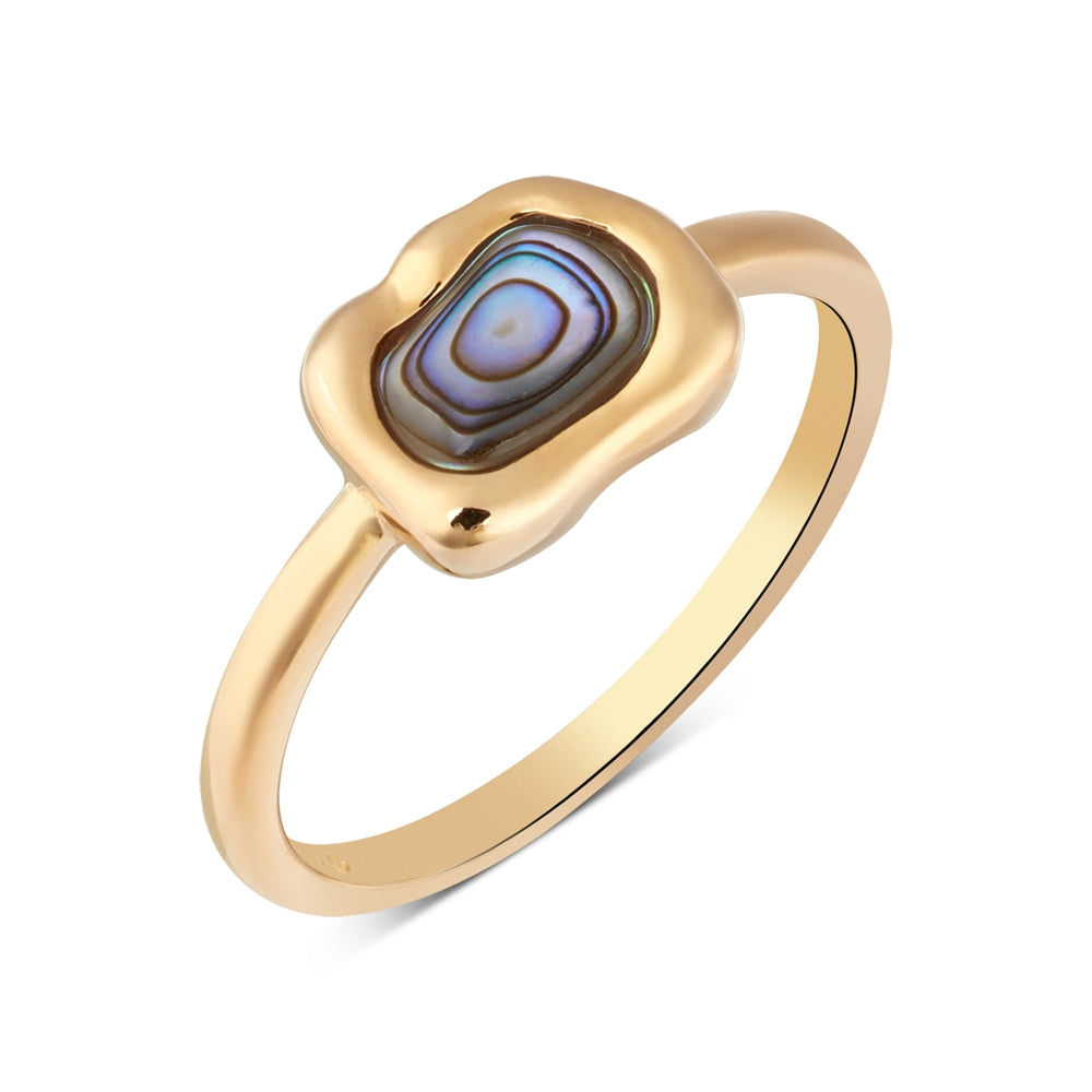 Argento 18K Gold Plated Molten Abalone Rectangular Ring