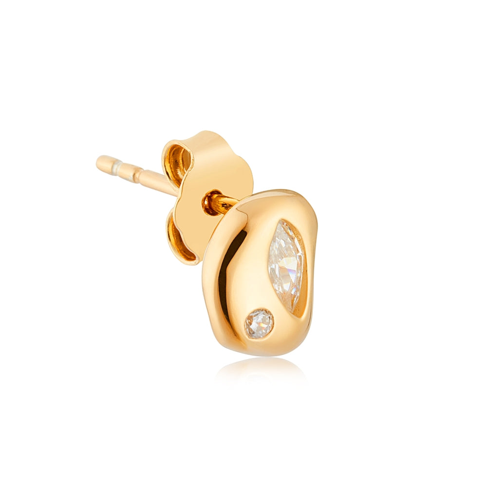 Argento 18k Gold Plated Molten Metal CZ Studs