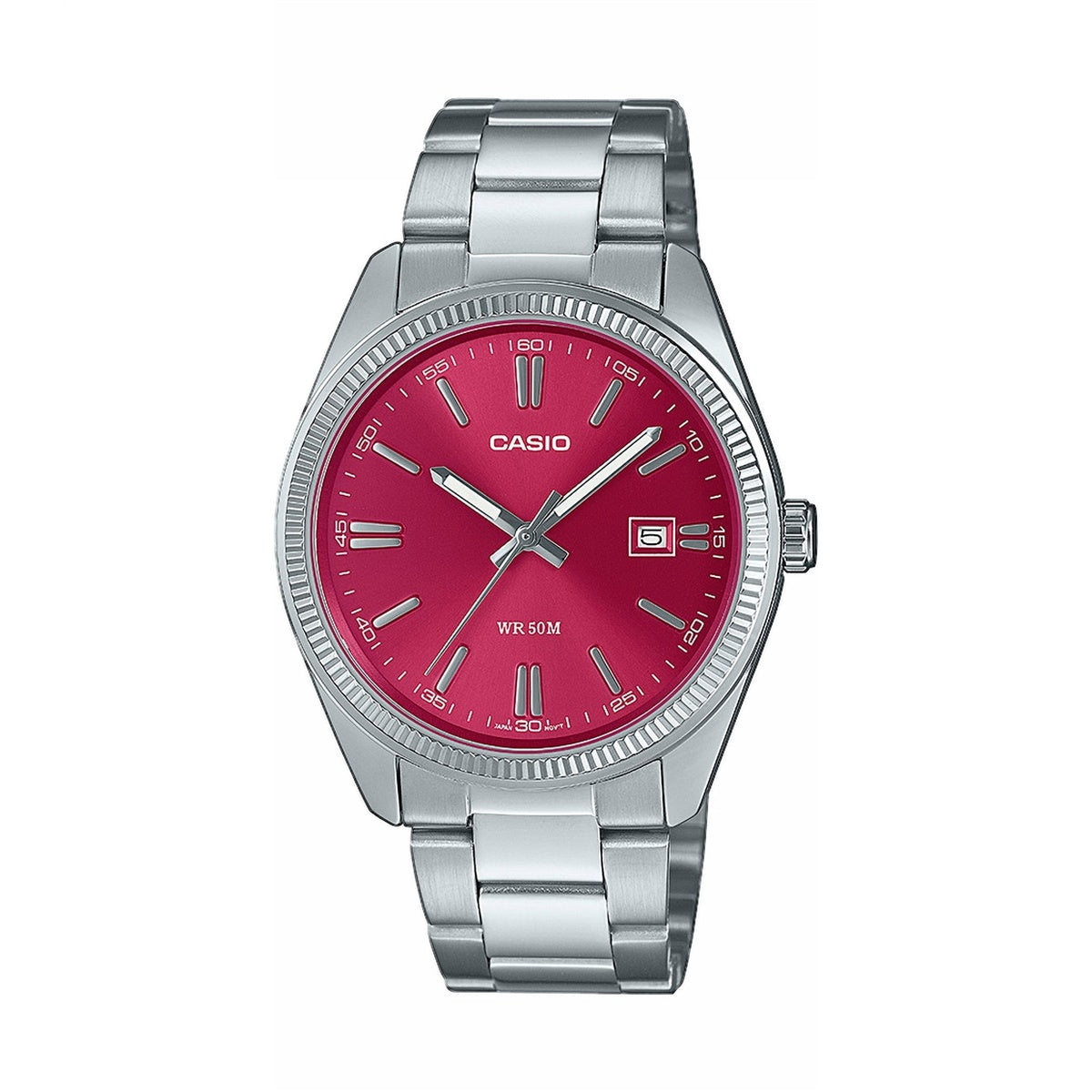 Casio MTP Stainless Steel Red Dial Watch MTP-1302PD-4AVE