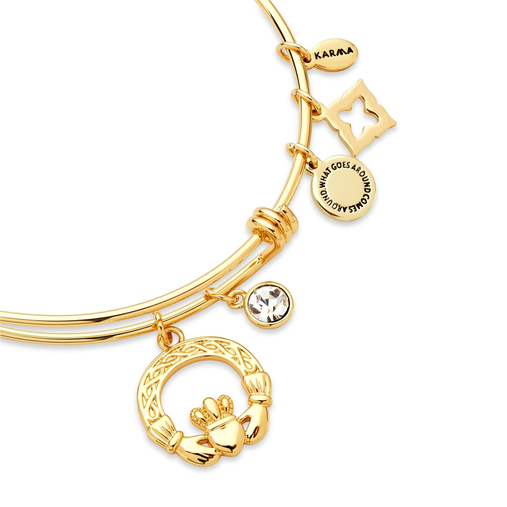 Karma Gold Claddagh CZ Bangle
