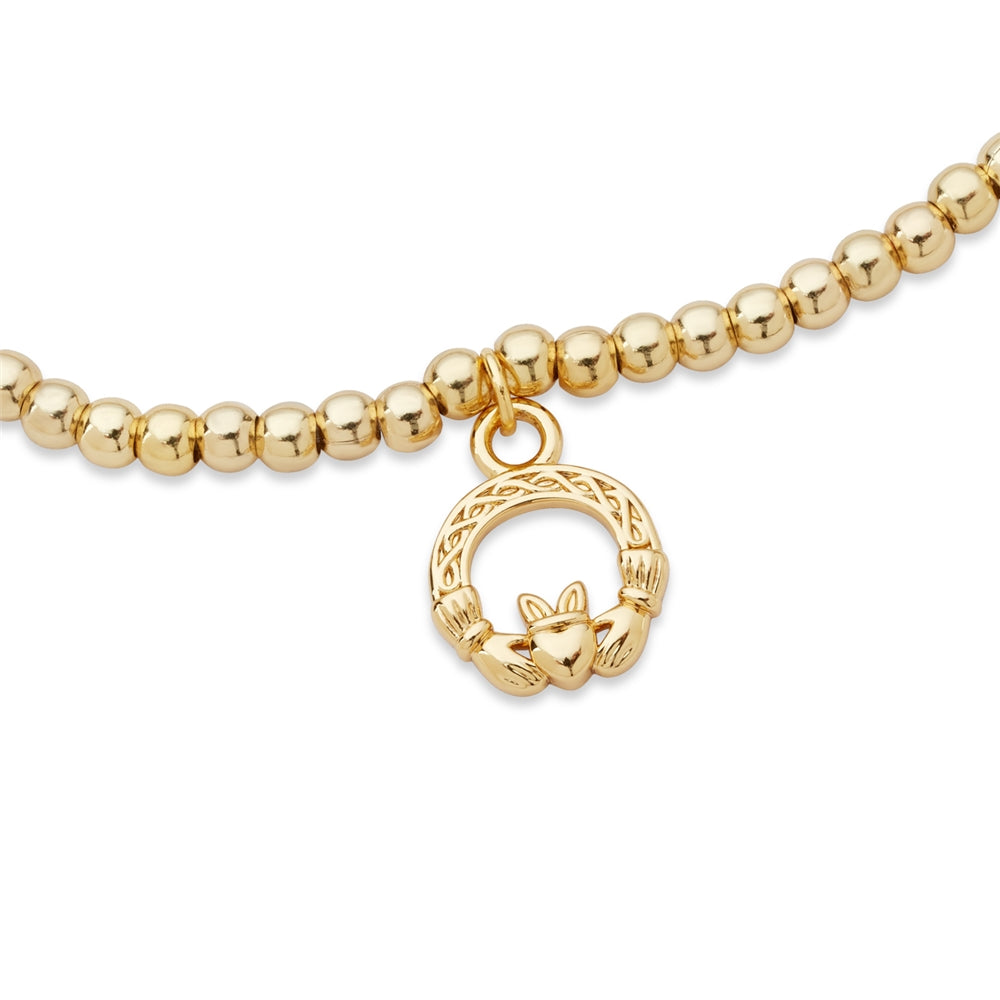 Karma Gold Claddagh Stretch Beaded Bracelet
