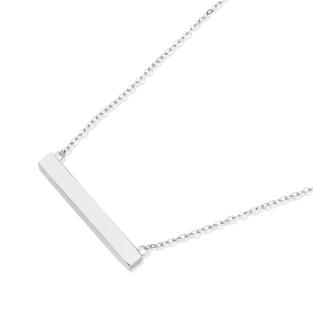 Argento Silver Solid Bar Engraving Necklace