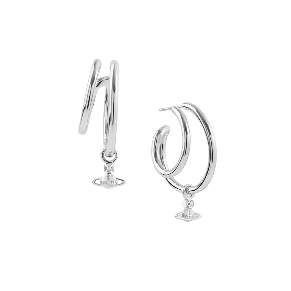 Vivienne Westwood Silver Ronda Orb Charm Double Hoops