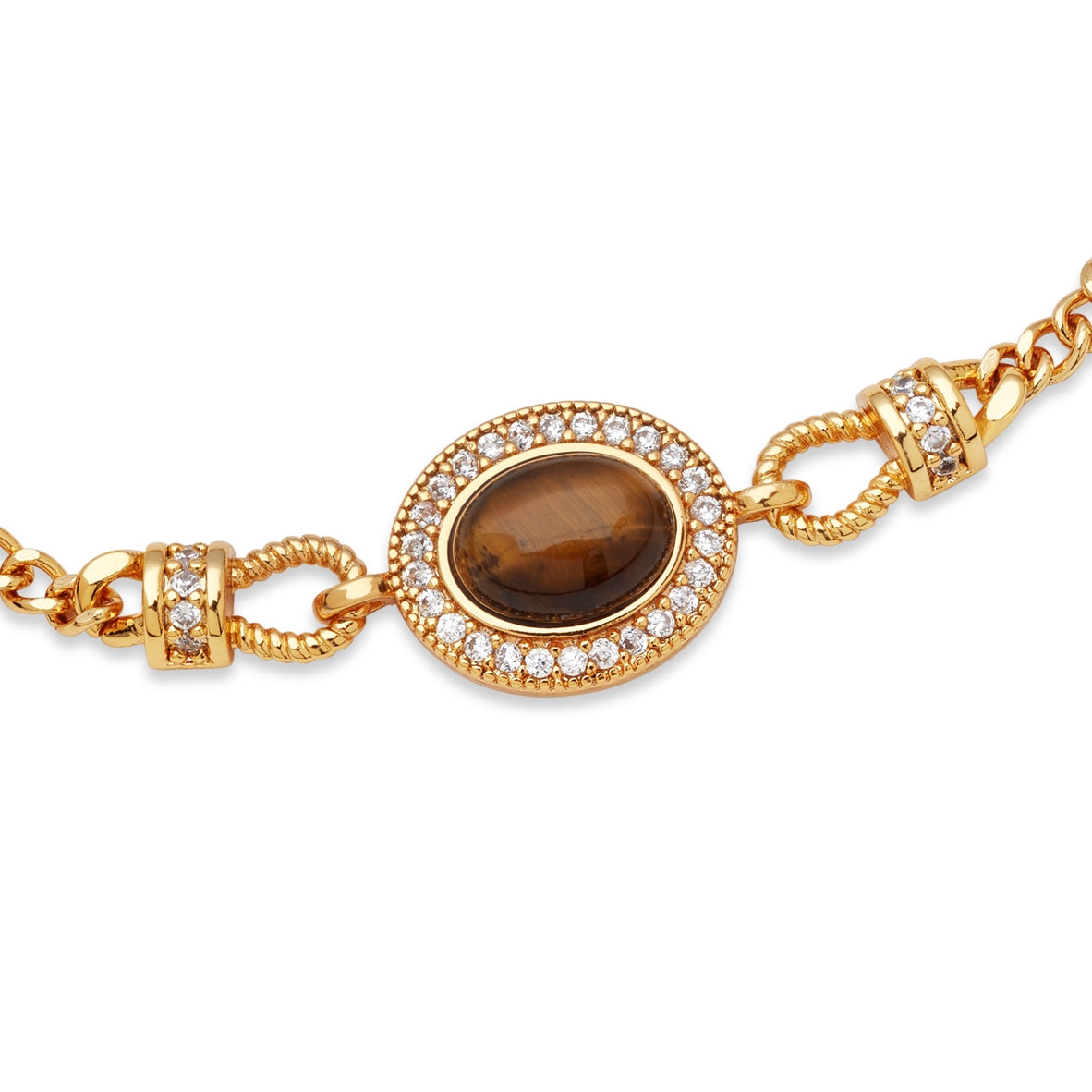 August Woods Gold CZ Tiger's Eye Bracelet