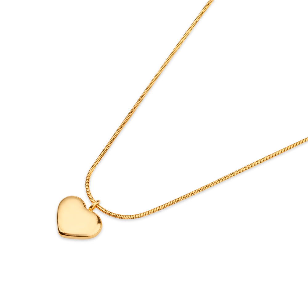 Over & Over Gold Puffed Heart Necklace
