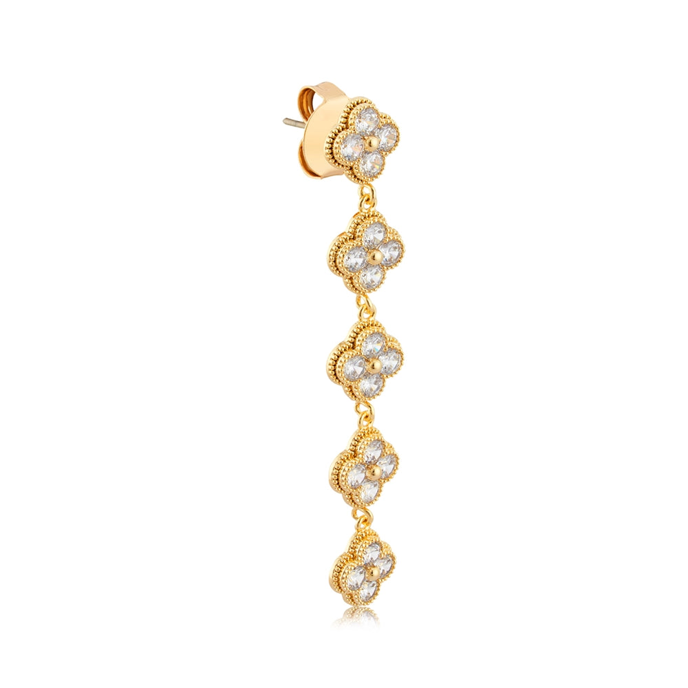August Woods Gold Drop CZ Clover Earrings
