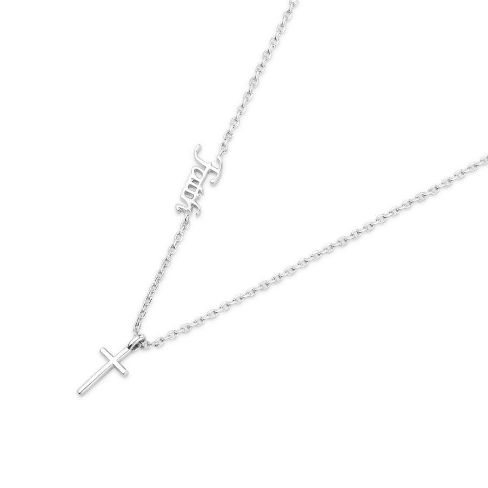 August Woods Silver Faith Mini Cross Necklace