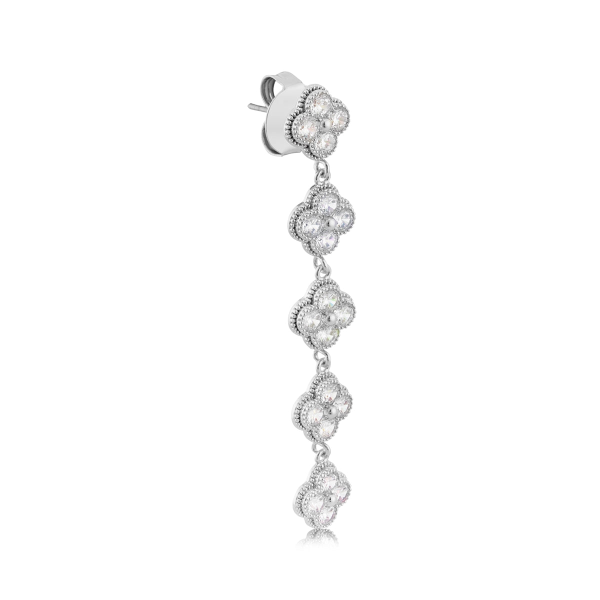 August Woods Silver Drop CZ Clover Earrings