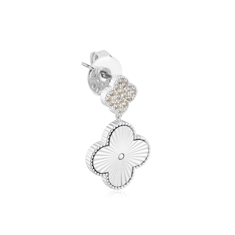August Woods Silver CZ Mirror Clover Drop Earrings