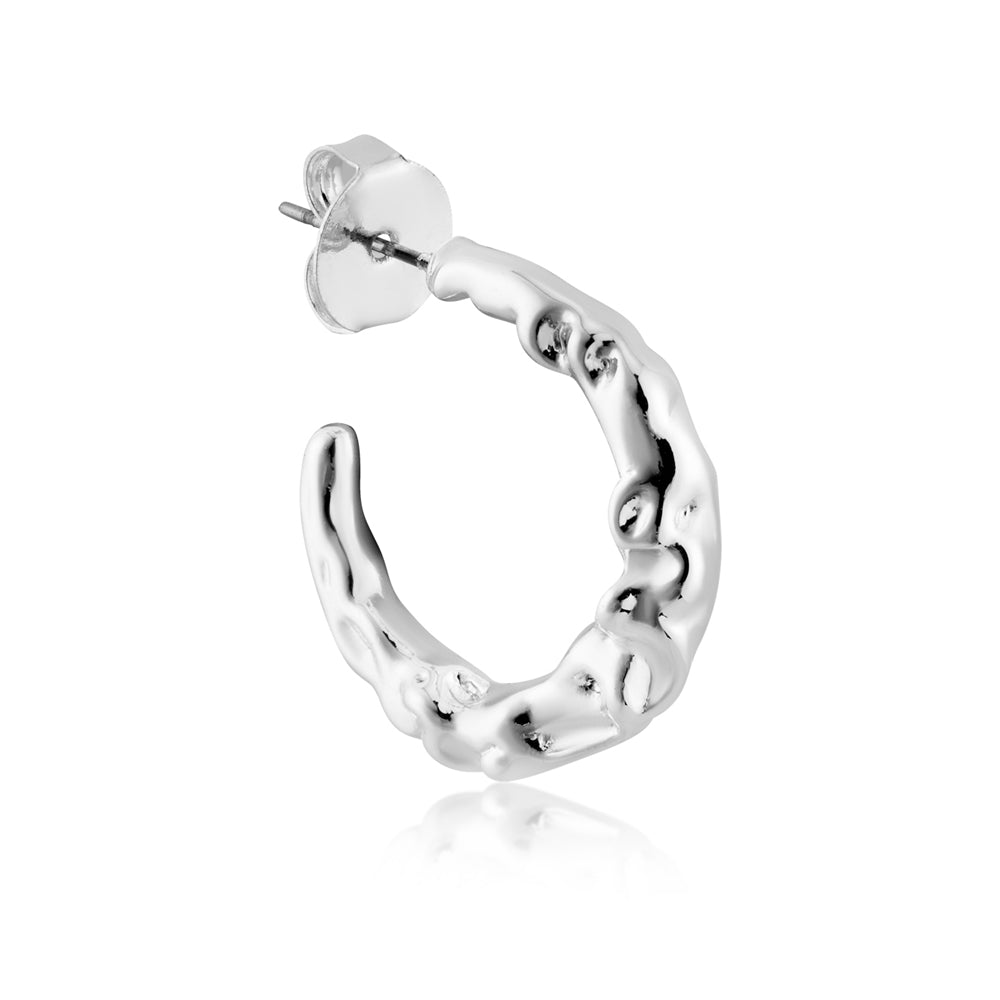 August Woods Silver Molten Hoop Earrings