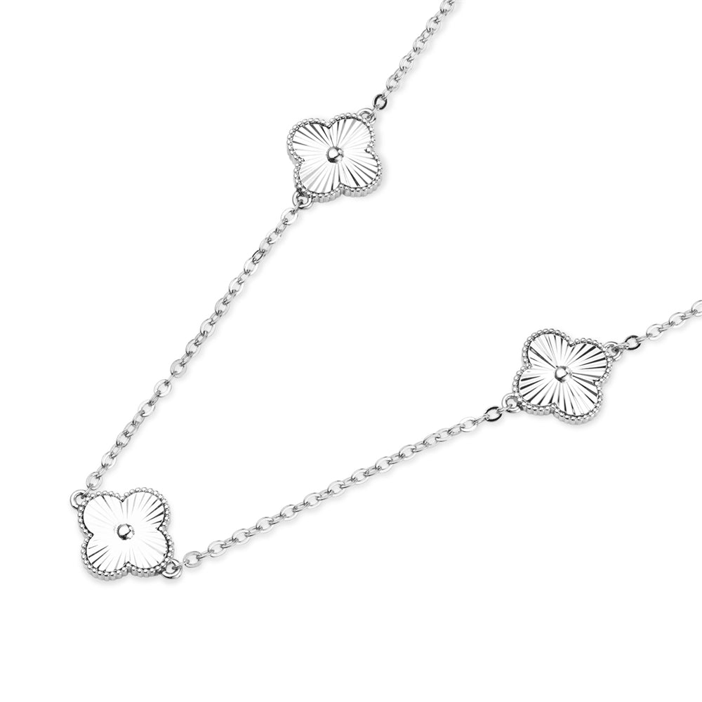August Woods Silver Multi Mirror Clover Necklace