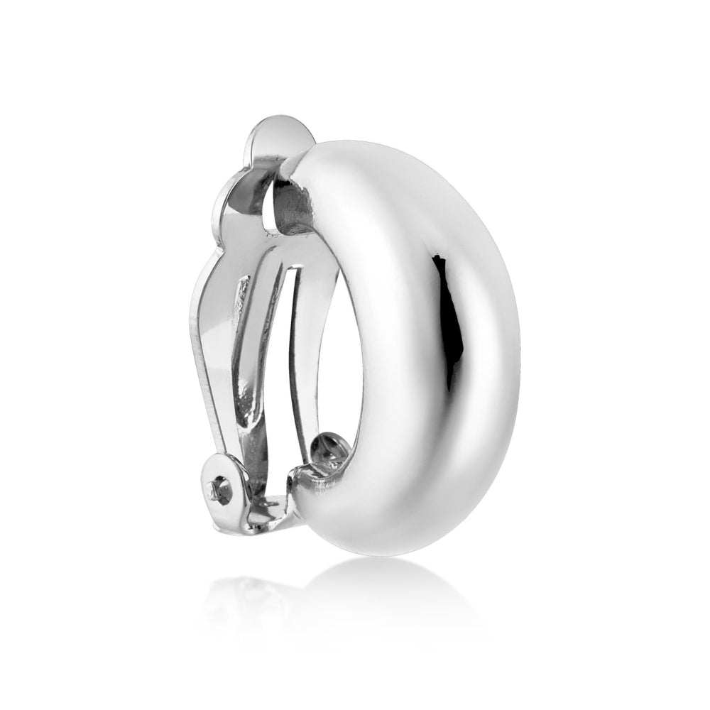 August Woods Silver Chunky Hoop Clip On Earrings