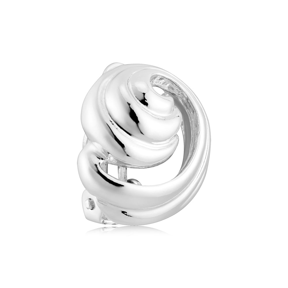 August Woods Silver Swirl Clip On Earrings