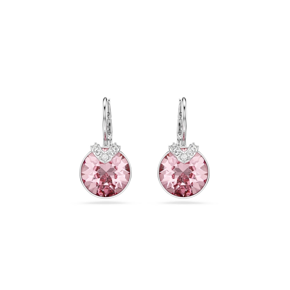 Swarovski Silver Bella Pink Round Drop Earrings