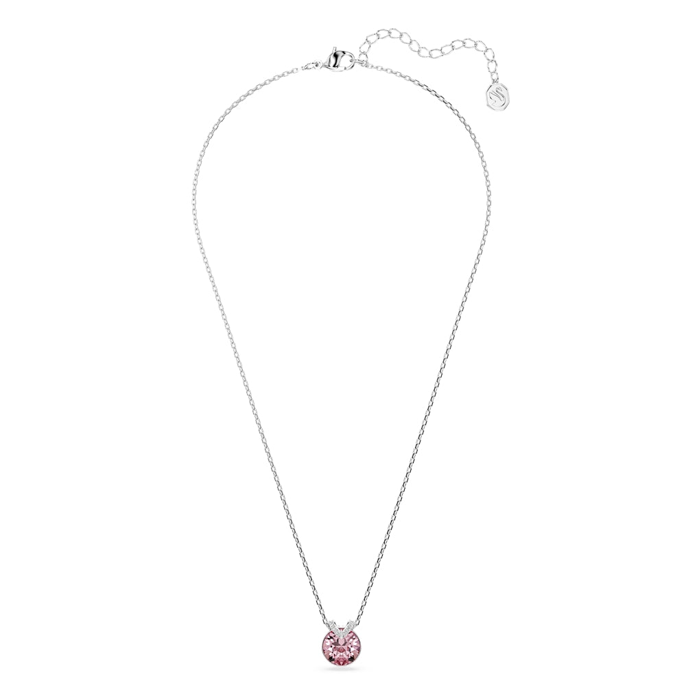 Swarovski Silver Bella V Pink Round Cut Necklace