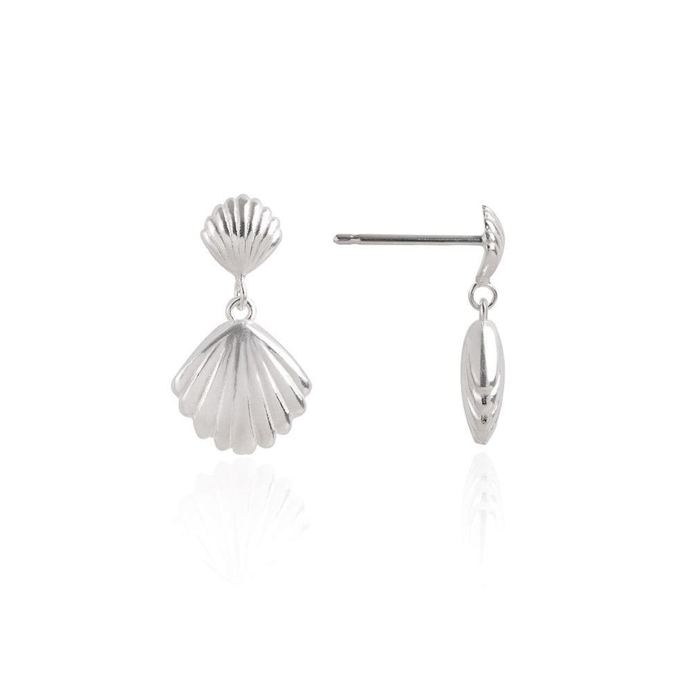 Argento Silver Double Shell Drop Earrings