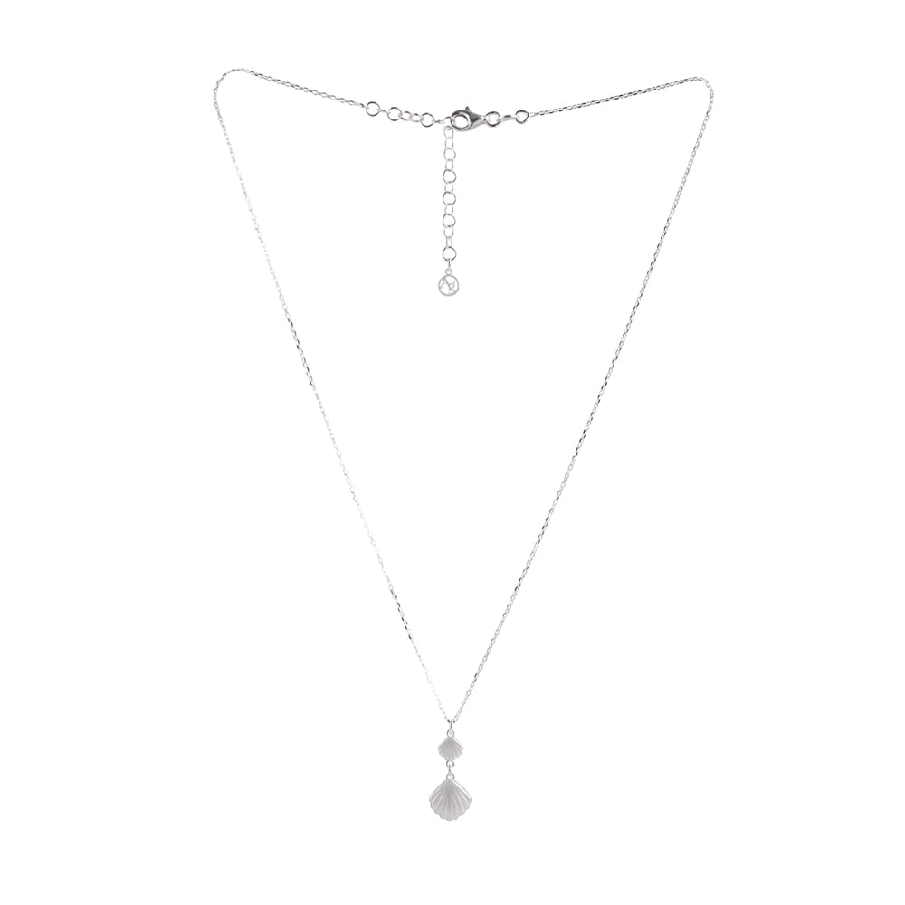 Argento Silver Double Shell Drop Necklace