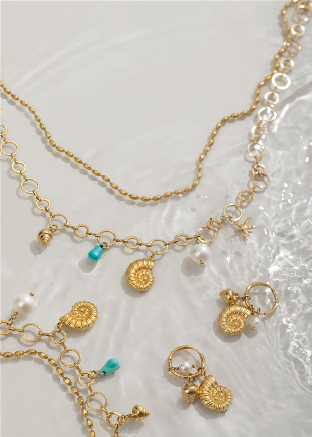 Over & Over Gold 14k Stainless Steel Shell Charm Necklace