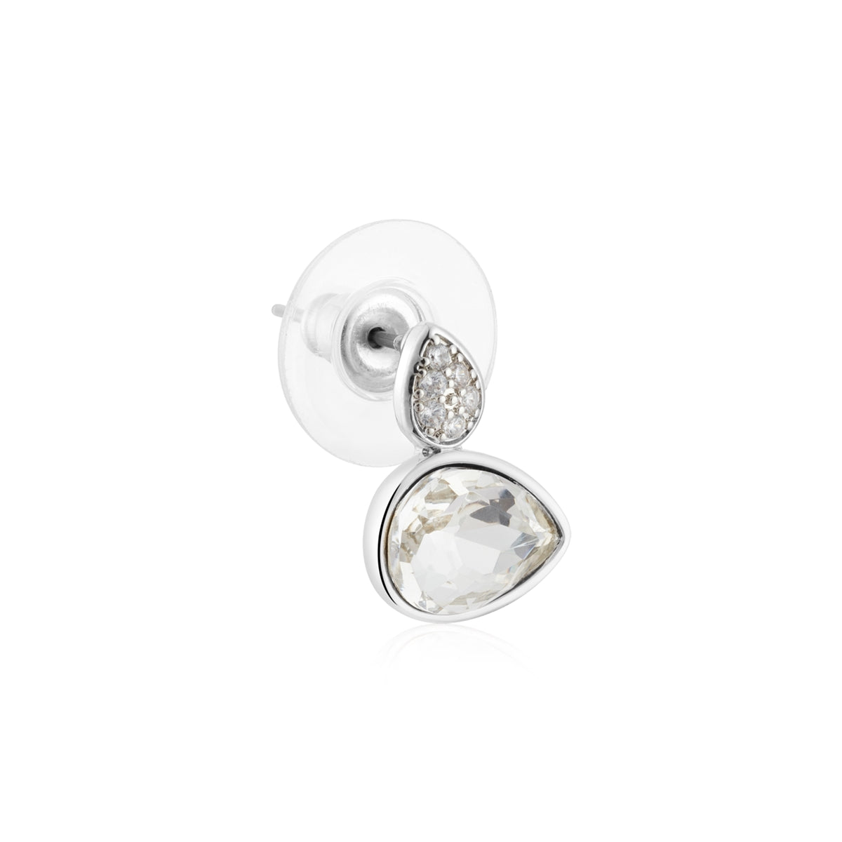 August Woods Silver Cosmic Jewel CZ Pear Earrings