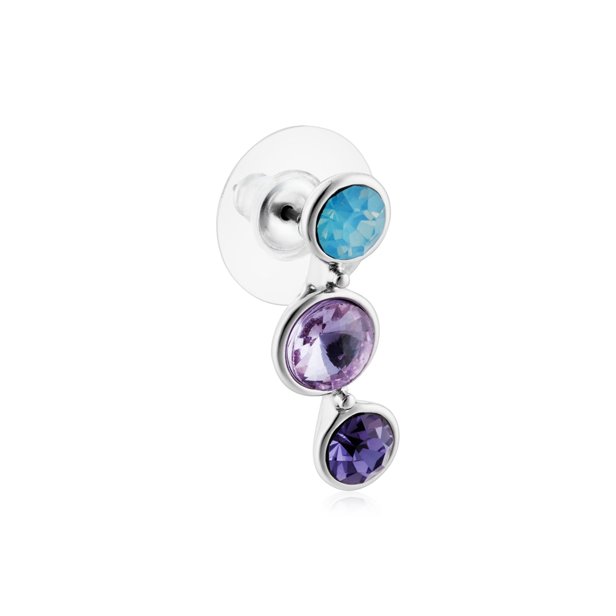 August Woods Silver Cosmic Jewel Purple Blue Drop Earrings