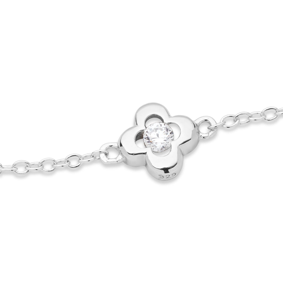 Argento Silver Kids CZ Clover Bracelet