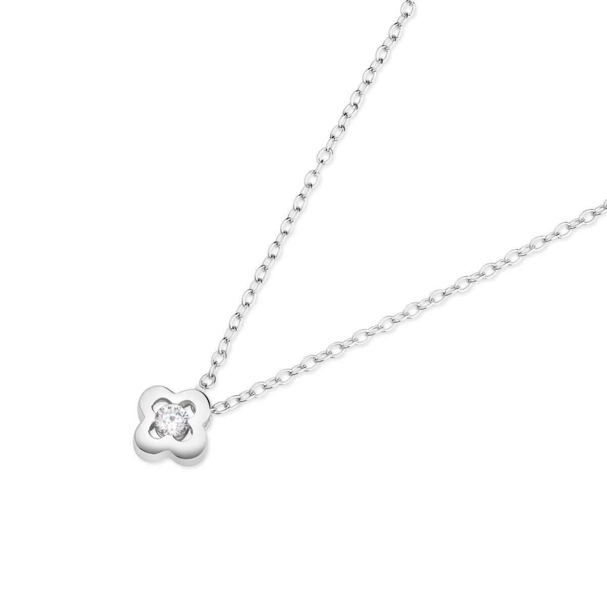 Argento Silver Kids CZ Clover Necklace