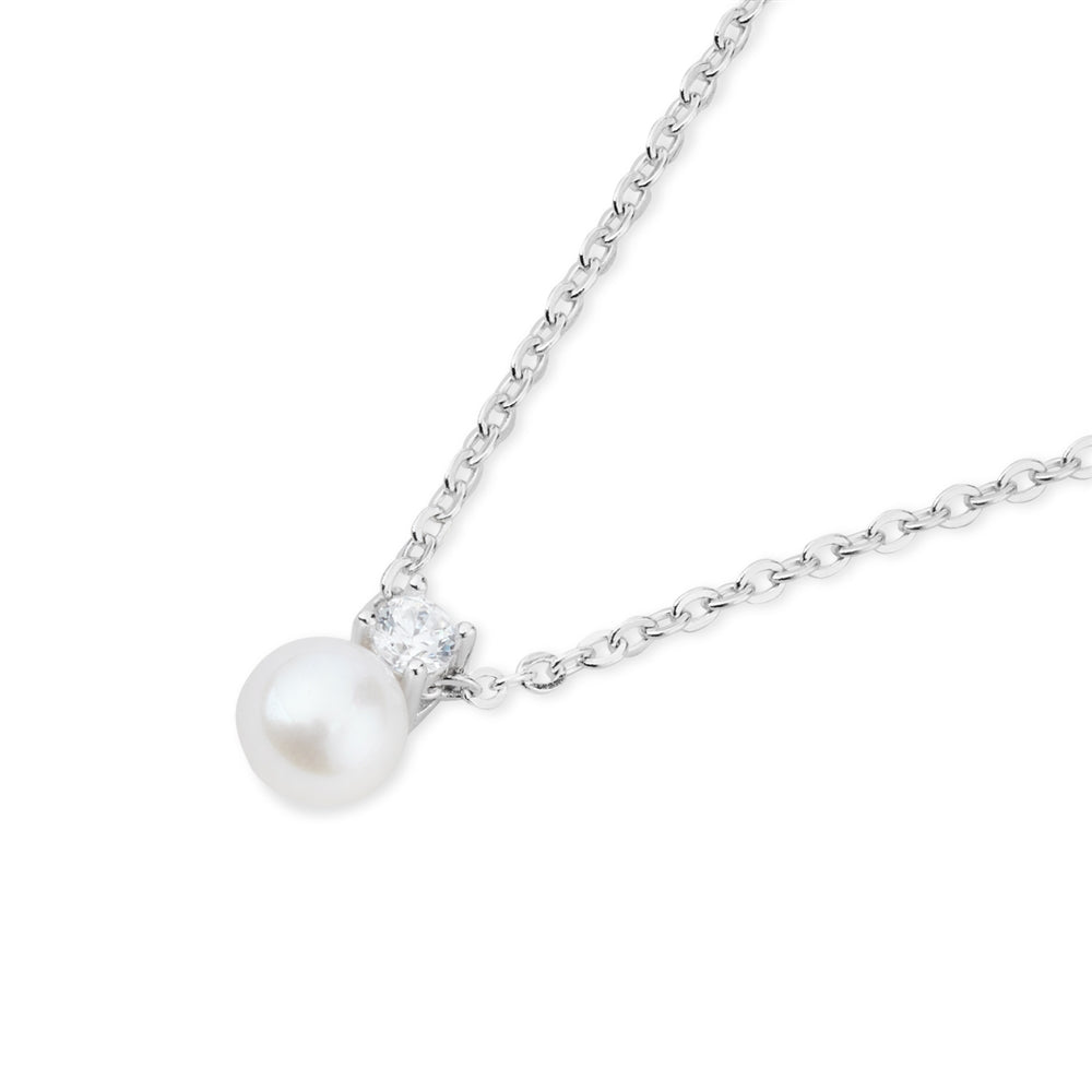 Argento Silver Kids Natural CZ Pearl Necklace