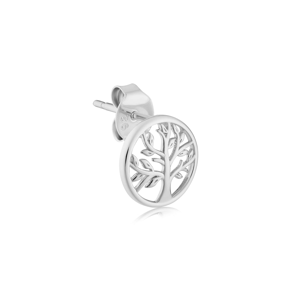 Argento Silver Plain Tree of Life 10mm Stud Earrings