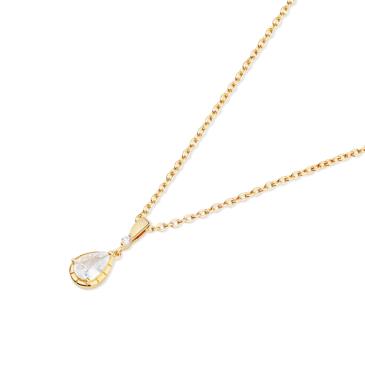 Argento Gold Pear Halo Bezel Necklace