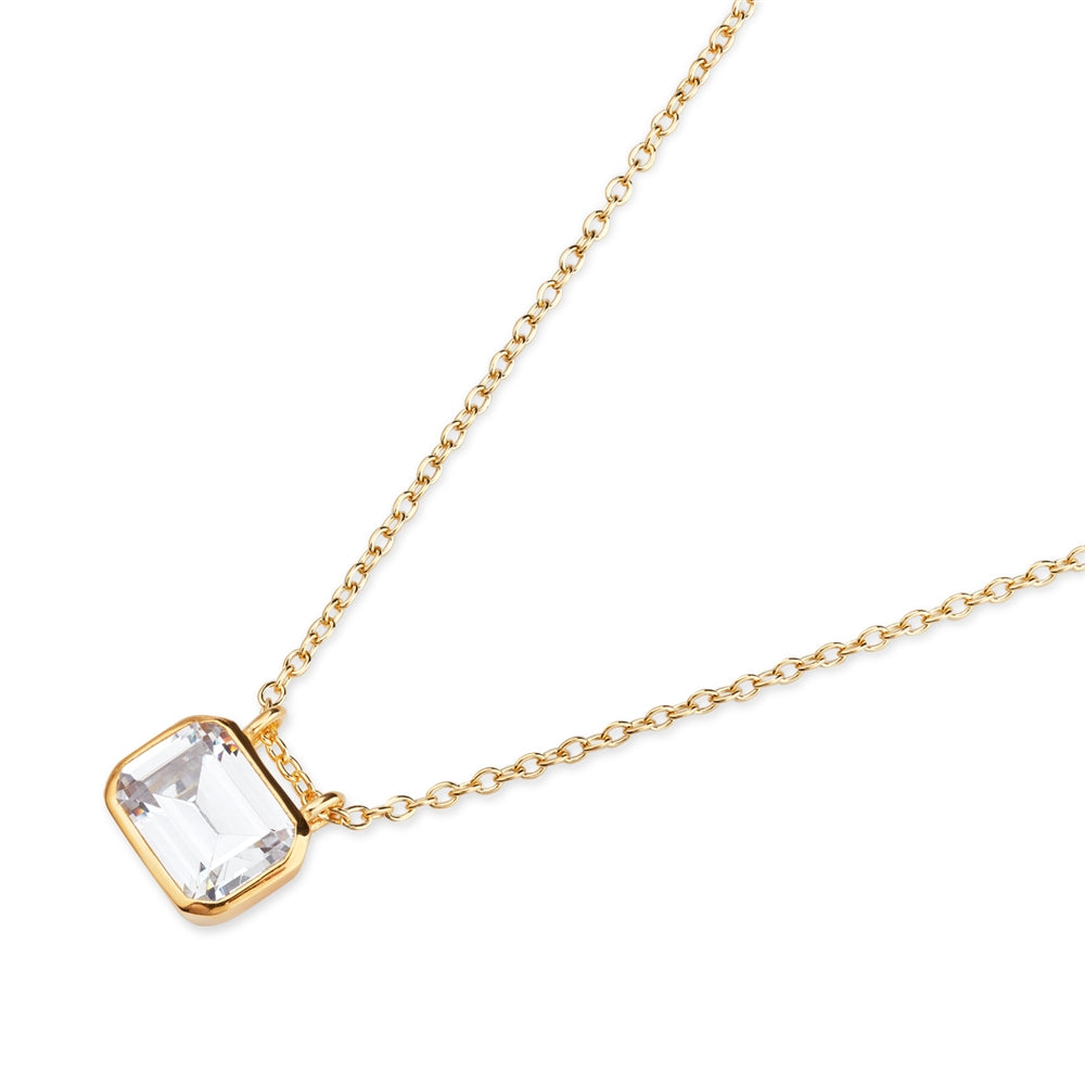 Argento Gold Rectangle Bezel CZ Necklace