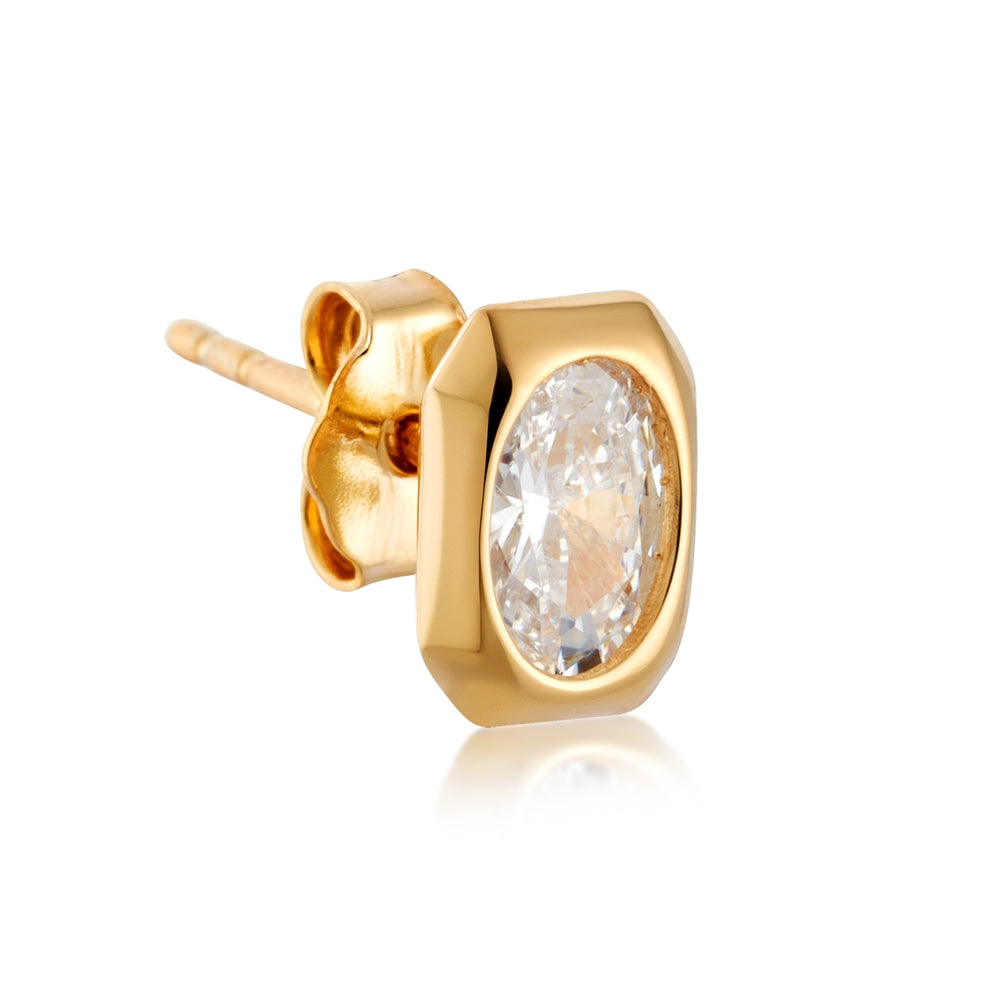 Argento Gold Rectangular Solitaire Earrings