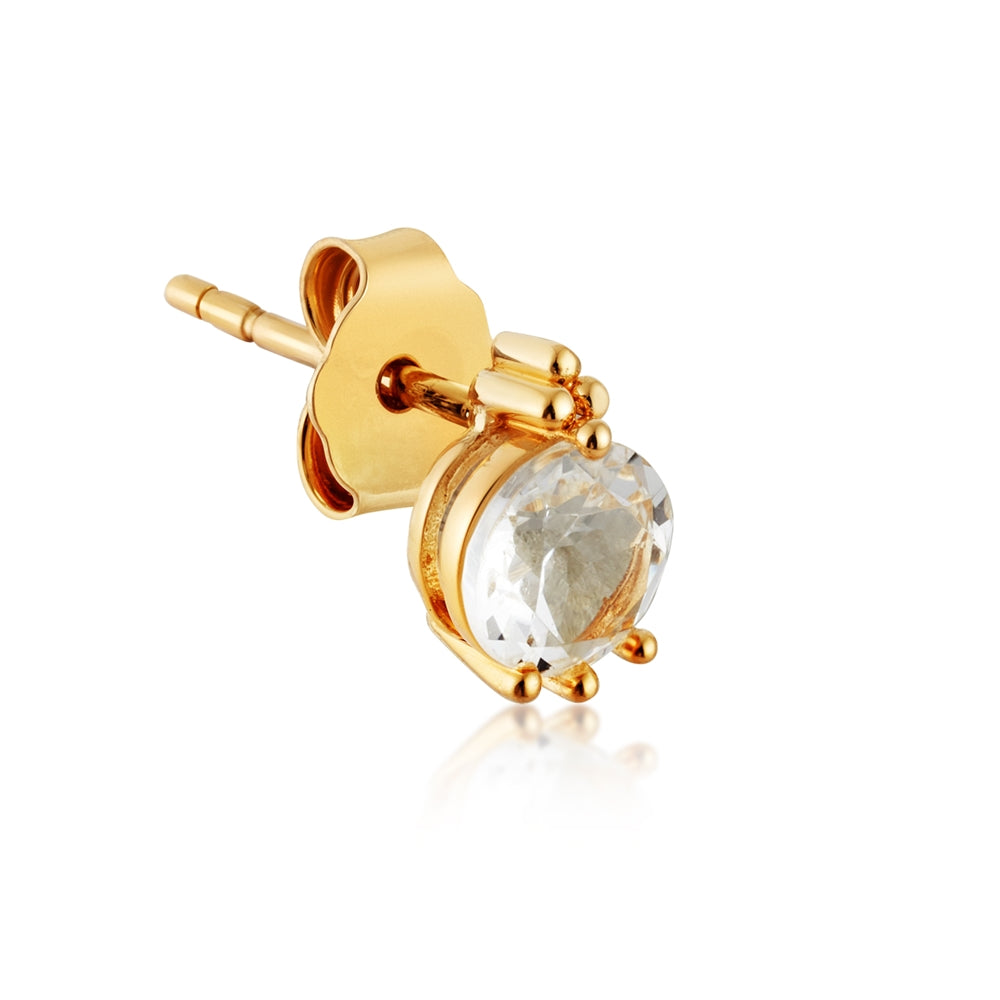 Argento Gold White Topaz Solitaire Earrings