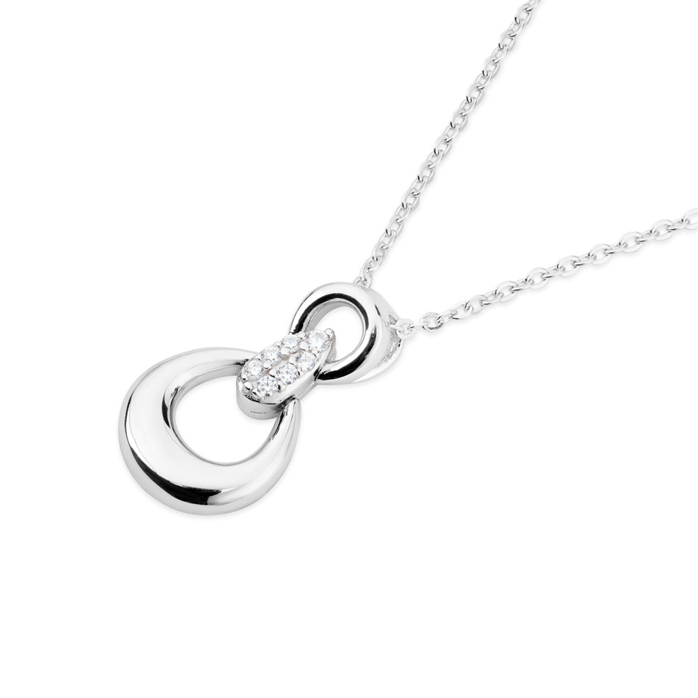 Argento Silver CZ Oval Link Necklace