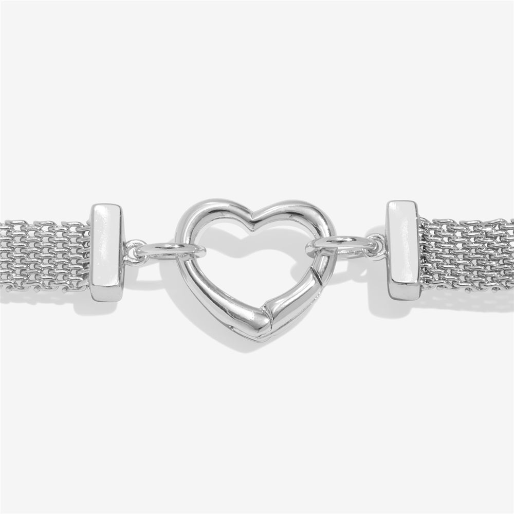 Joma Silver Style Heart Clasp Mesh Bracelet