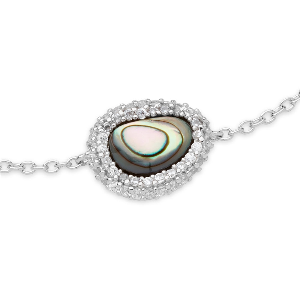 Argento Silver Molten Pavé Abalone Bracelet